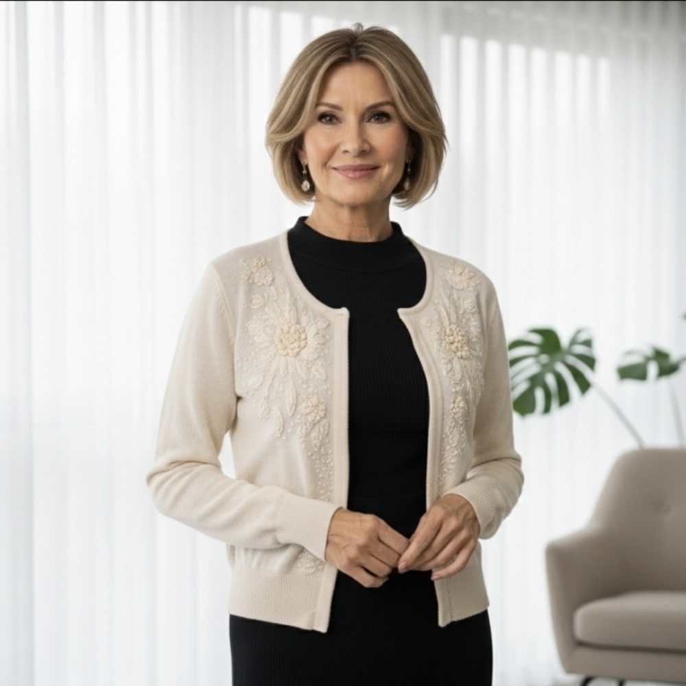 Vintage Tracy Reese Beaded Cashmere Cardigan Sweater M